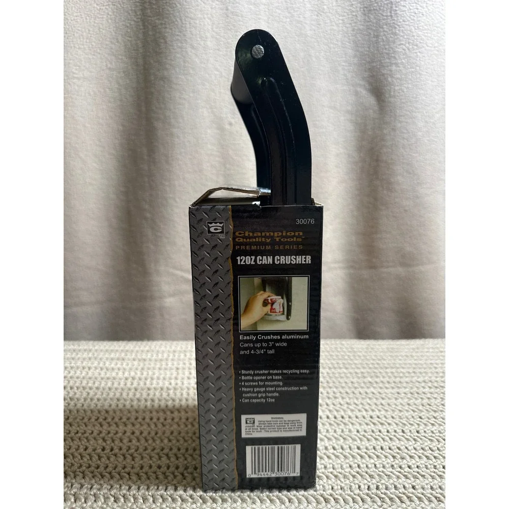 Champion Quality Tools 12 oz Can Crusher Heavy Duty Steel Wall Mount 30076 Black